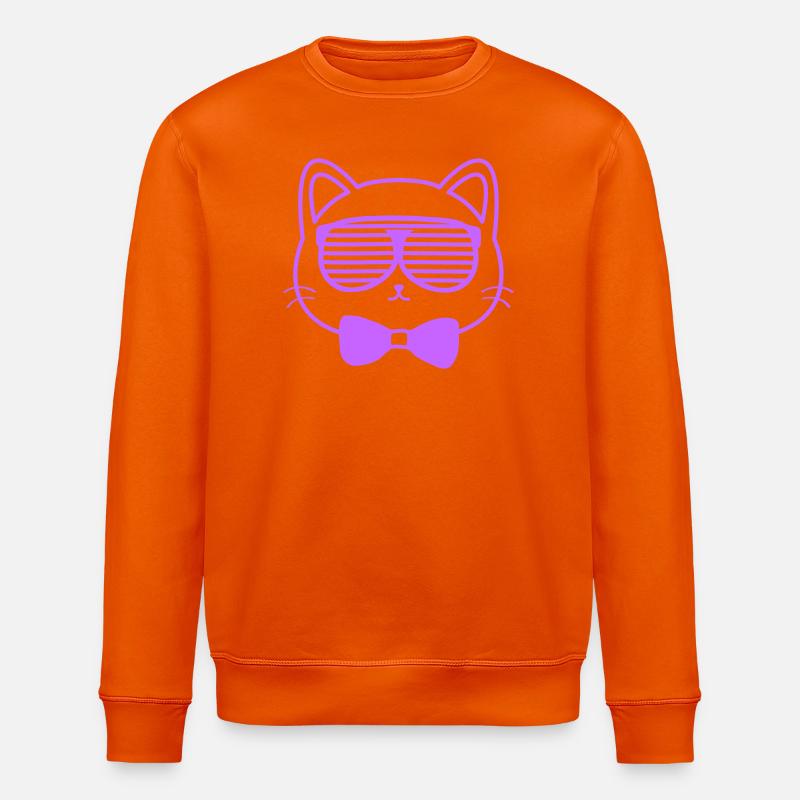 Cat with sunglasses - Stanley/Stella ROLLER Unisex Organic Sweatshirt - bright orange