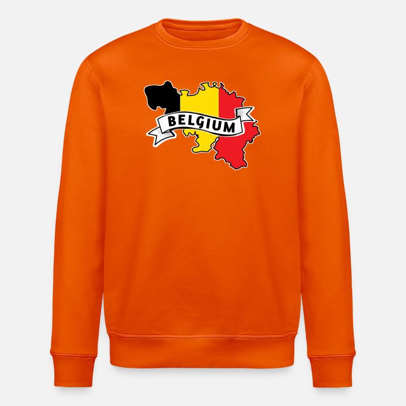 Belgien Flaggen Karten  - Stanley/Stella Unisex Bio-Sweatshirt ROLLER - Tieforange