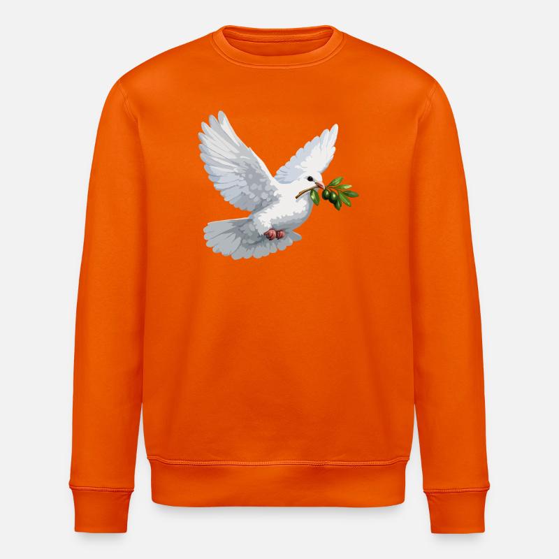 Dove with Olive Branch - Stanley/Stella ROLLER Unisex Organic Sweatshirt - bright orange