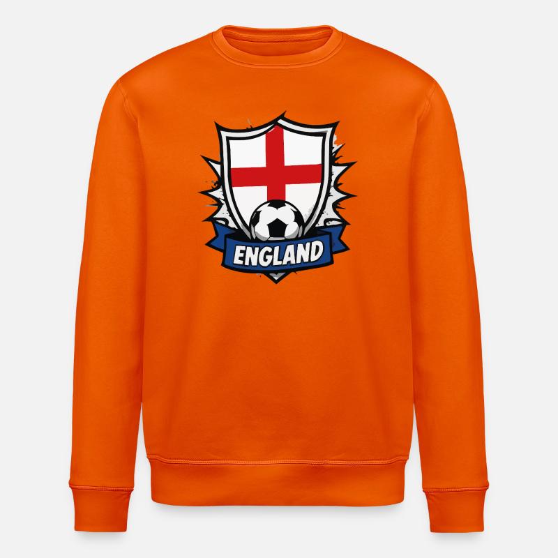 England Shield Flagge und Ball - Stanley/Stella Unisex Bio-Sweatshirt ROLLER - Tieforange