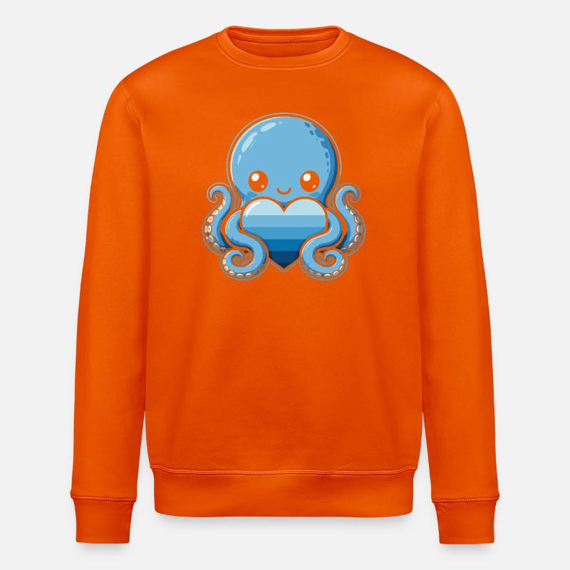 Blauer Herz-Octopus - Stanley/Stella Unisex Bio-Sweatshirt ROLLER - Tieforange