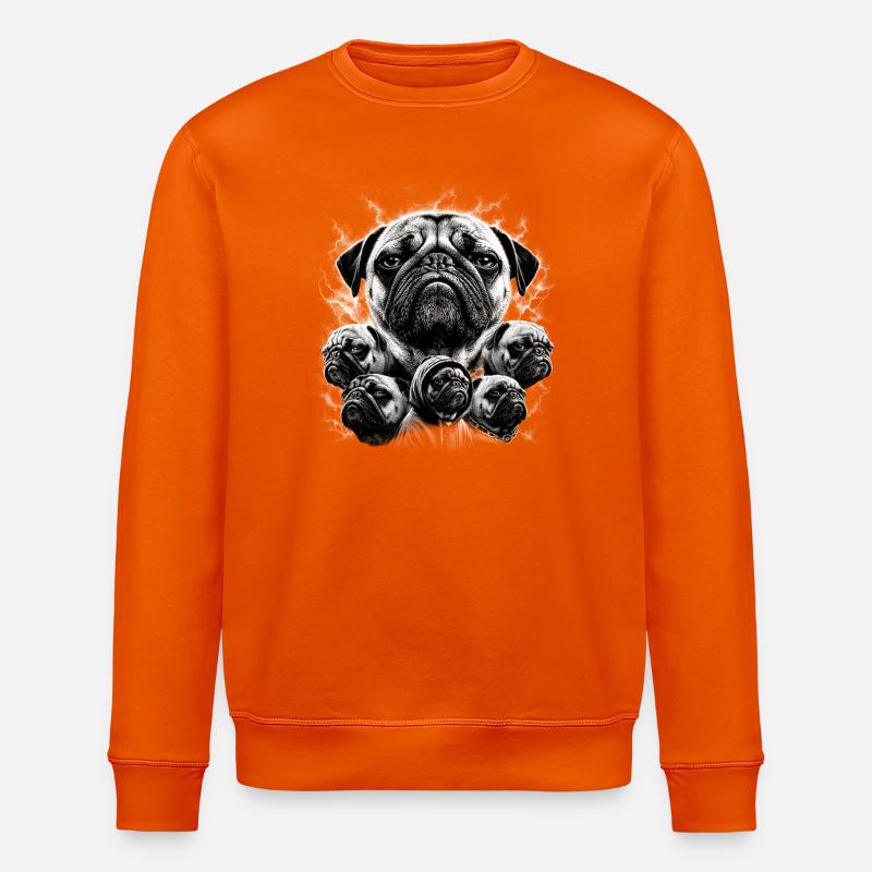 Monochrome Pug Collage - Stanley/Stella Unisex Bio-Sweatshirt ROLLER - Tieforange