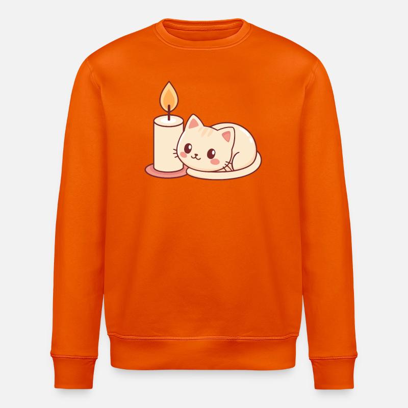 Chat mignon et bougie lumineuse - Sweat bio ROLLER Stanley/Stella Unisexe - orange profond