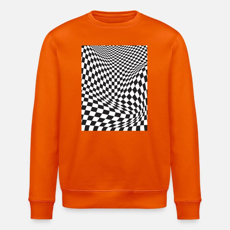 Verzerrte Schachbrett-Illusion - Stanley/Stella Unisex Bio-Sweatshirt ROLLER - Tieforange