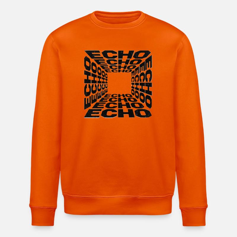 Tunnel Echoes Typographic Pattern - Stanley/Stella ROLLER Unisex Organic Sweatshirt - bright orange