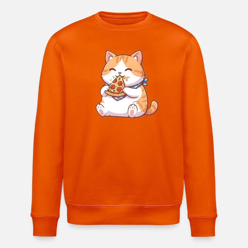 Katze isst Pizza - Stanley/Stella Unisex Bio-Sweatshirt ROLLER - Tieforange