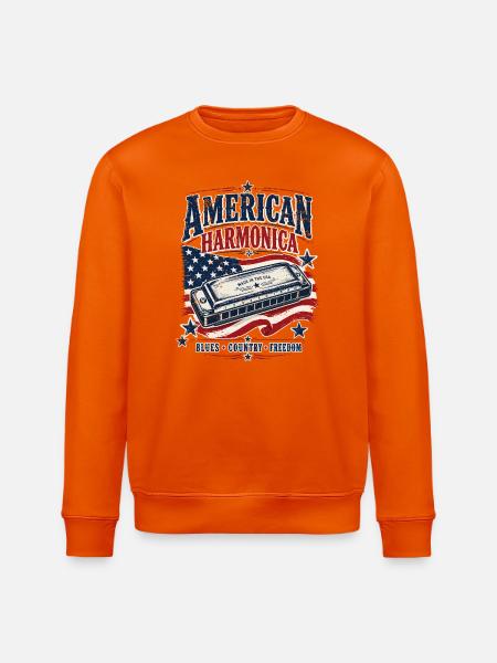 Instrument: Harmonica, Country Music, Harmonica - Stanley/Stella ROLLER Unisex Organic Sweatshirt - bright orange