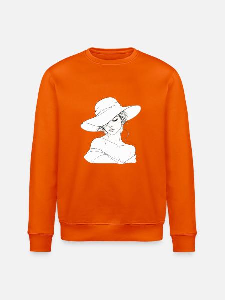 Filigranes Linienportrait mit Hut - Stanley/Stella Unisex Bio-Sweatshirt ROLLER - Tieforange