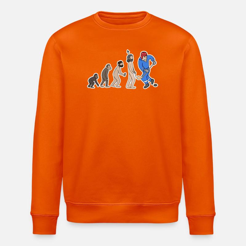 Evolution Eishockeyspieler  - Stanley/Stella ROLLER Unisex Organic Sweatshirt - bright orange