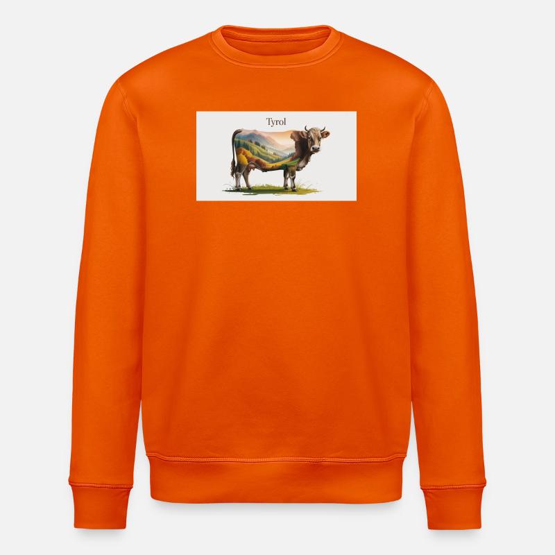 Tyrol Kuh mit Bergpanorama - Stanley/Stella Unisex Bio-Sweatshirt ROLLER - Tieforange