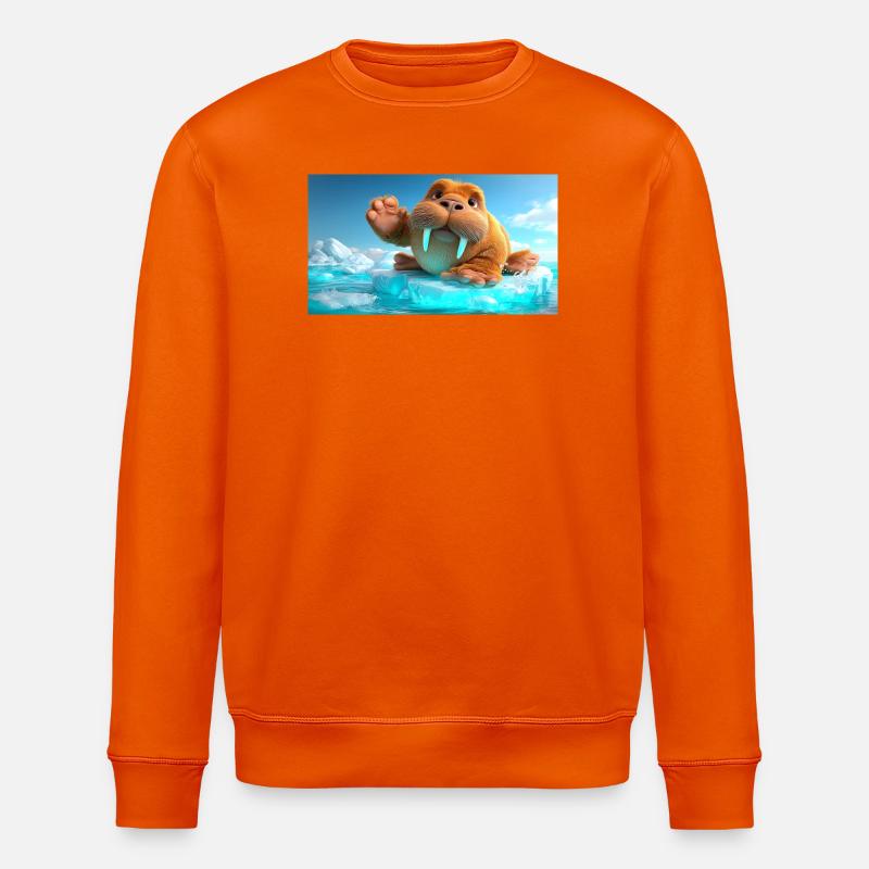 Winkendes Walross auf Eisscholle - Stanley/Stella Unisex Bio-Sweatshirt ROLLER - Tieforange