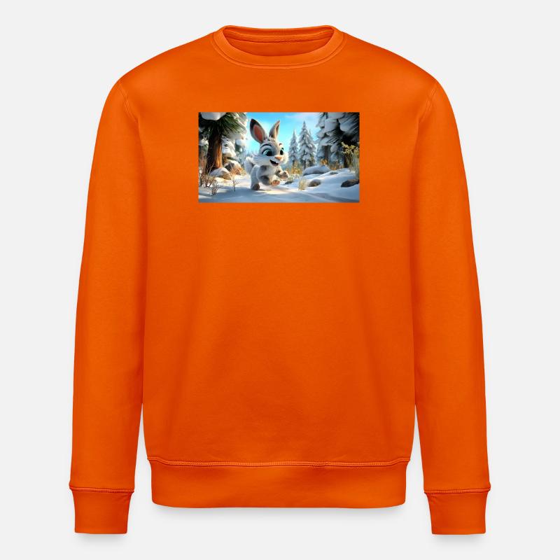Flauschiger Schneehase im Winterwald - Stanley/Stella Unisex Bio-Sweatshirt ROLLER - Tieforange
