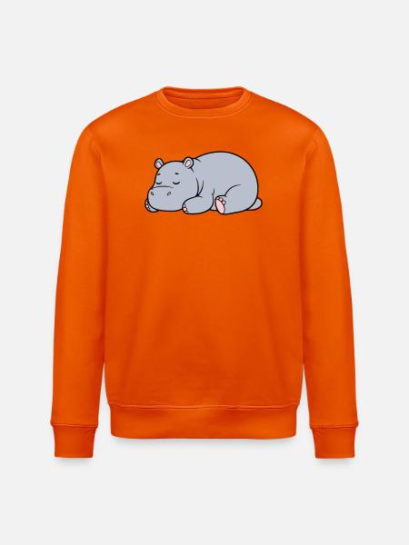 Sleeping Hippopotamus Tired Lazy Vector - Stanley/Stella ROLLER Unisex Organic Sweatshirt - bright orange