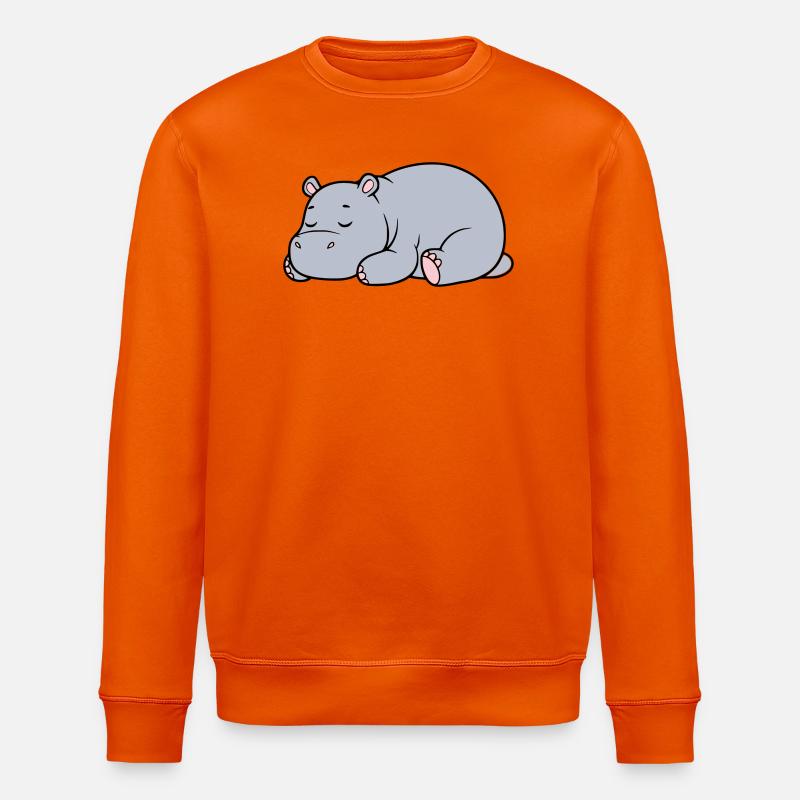 Schlafendes Nilpferd Müde Faul Vektor - Stanley/Stella Unisex Bio-Sweatshirt ROLLER - Tieforange