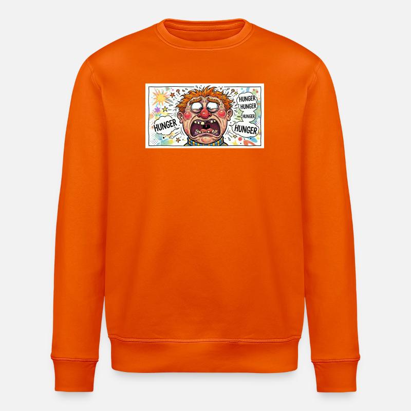 Hunger-Karikatur: Explosiver Cartoonlook - Stanley/Stella Unisex Bio-Sweatshirt ROLLER - Tieforange