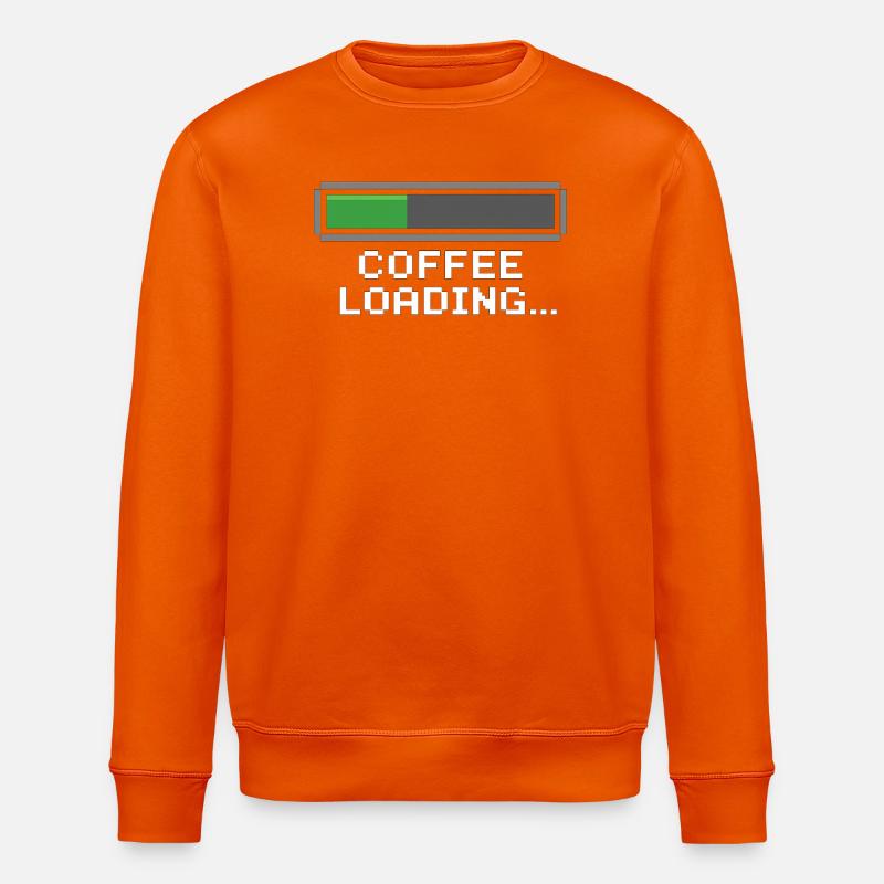 Coffee Loading Bar Pixel - Stanley/Stella ROLLER Unisex Organic Sweatshirt - bright orange