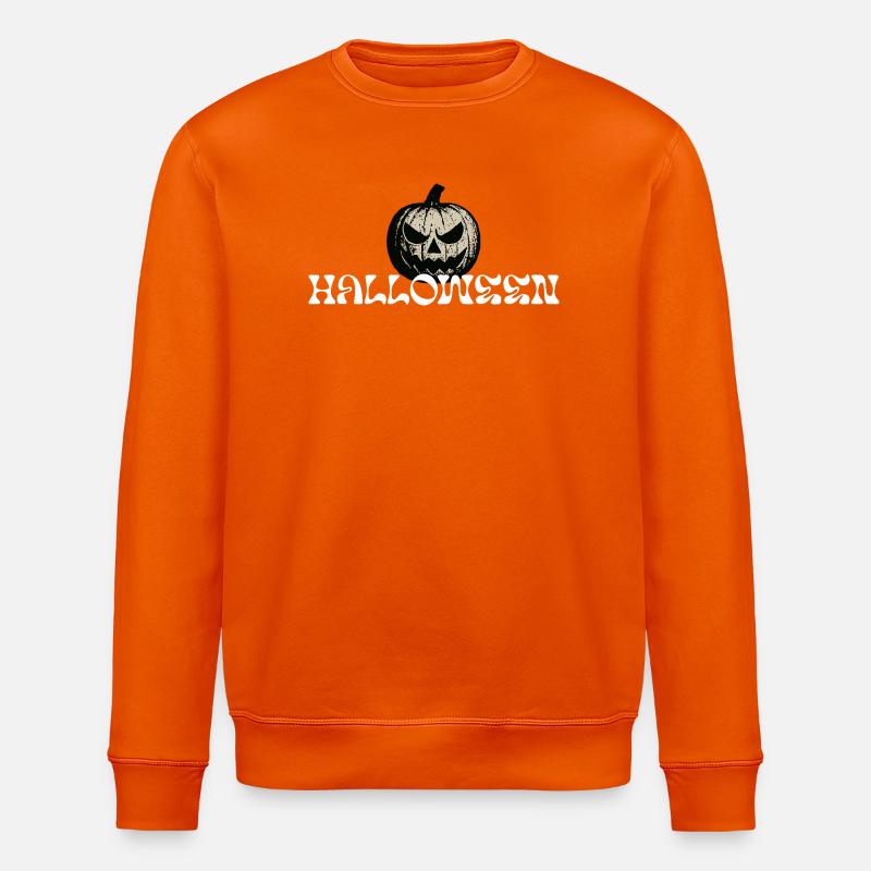 Haunted Pumpkin Halloween text design - Stanley/Stella ROLLER Unisex Organic Sweatshirt - bright orange