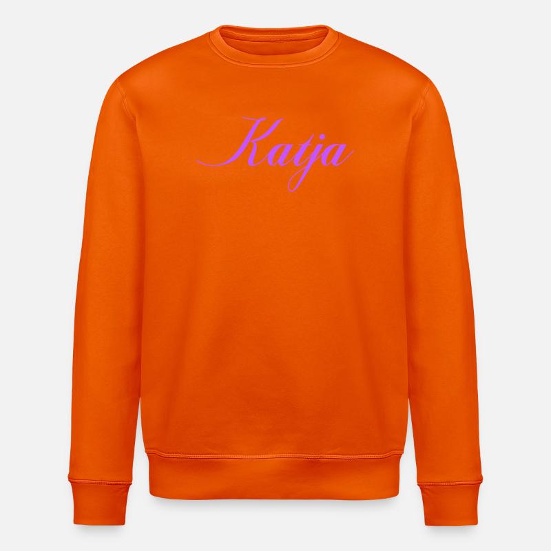 Name Katja im Lavendel Script - Stanley/Stella Unisex Bio-Sweatshirt ROLLER - Tieforange
