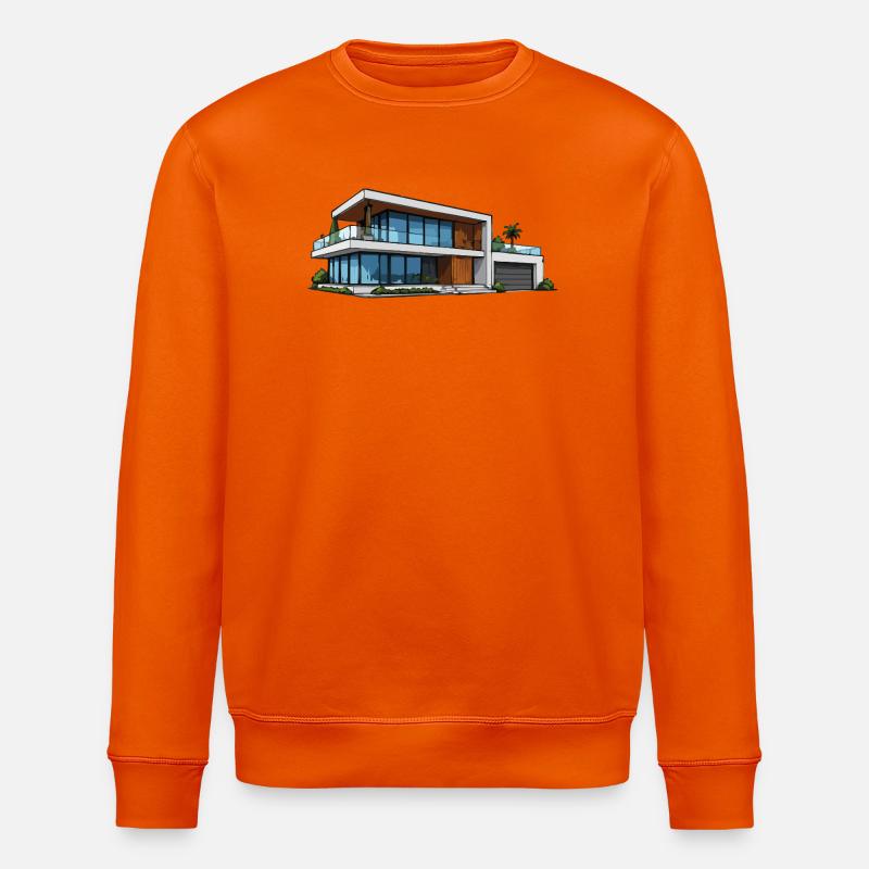 Illustration d’architecture moderne de villas - Sweat bio ROLLER Stanley/Stella Unisexe - orange profond