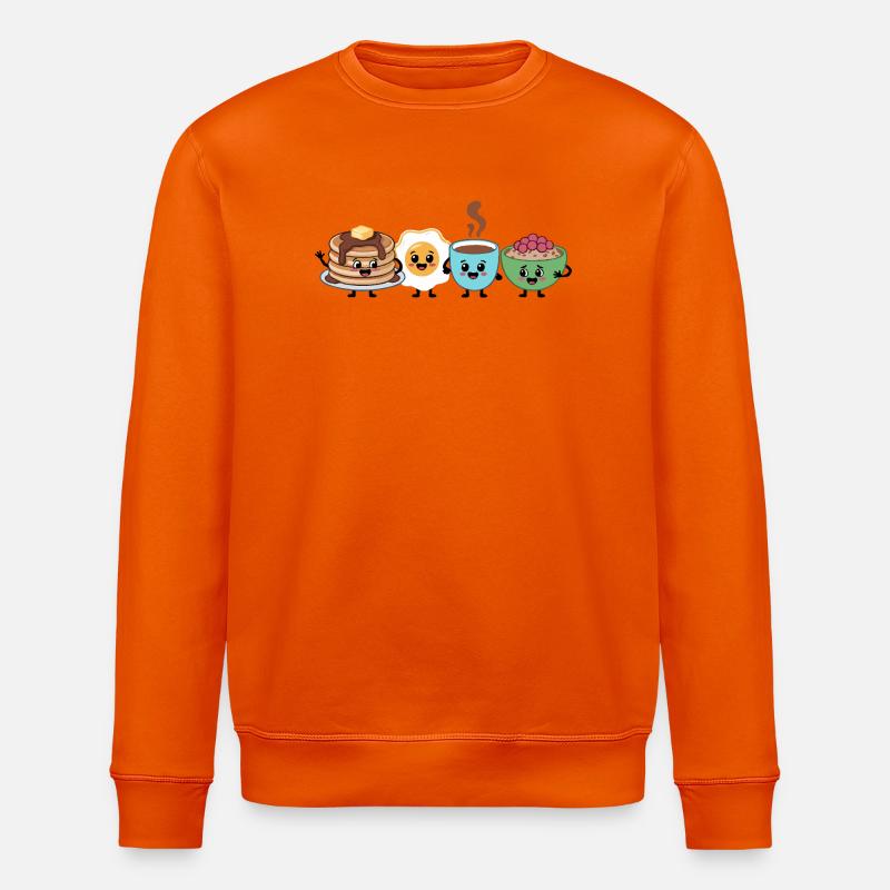 Cute Food & Beverage Breakfast Pattern - Stanley/Stella ROLLER Unisex Organic Sweatshirt - bright orange