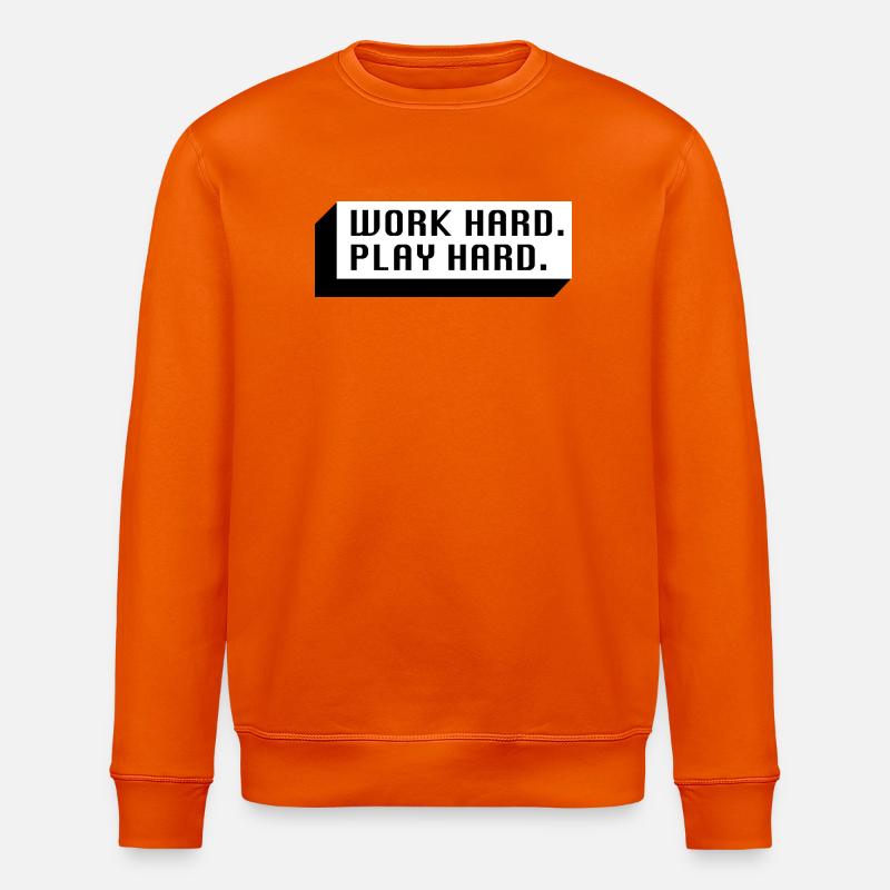 Work Hard. Play Hard. (Schwarz) - Stanley/Stella Unisex Bio-Sweatshirt ROLLER - Tieforange