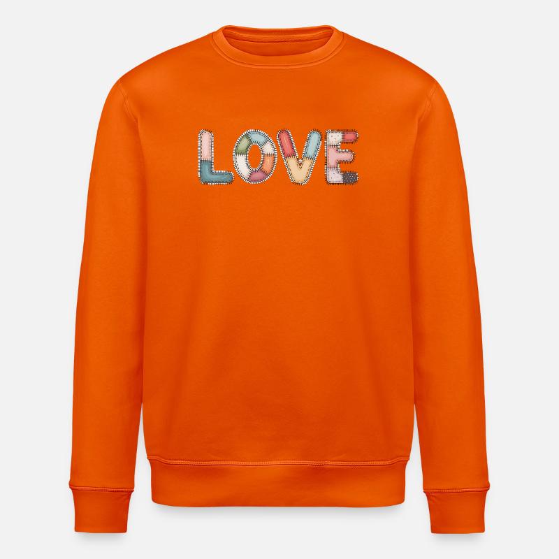 Love Patchwork Nähen Handarbeit Design - Stanley/Stella Unisex Bio-Sweatshirt ROLLER - Tieforange