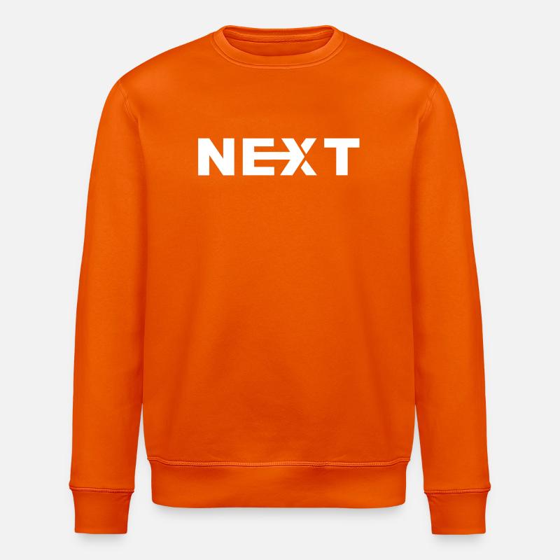 Next White Text - Stanley/Stella ROLLER Unisex Organic Sweatshirt - bright orange