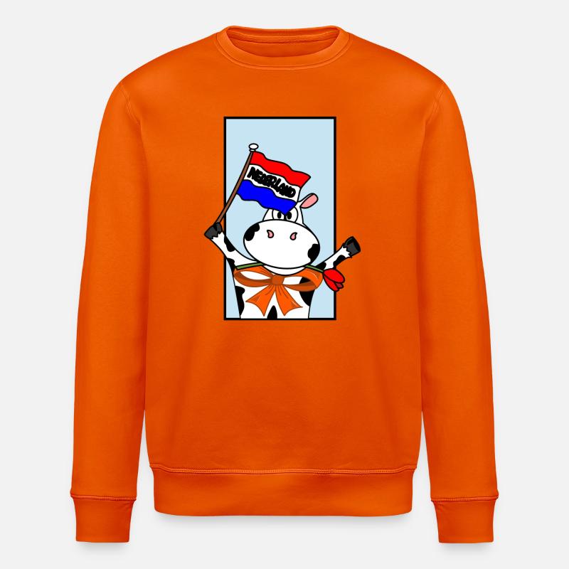 Kuh mit niederländischer Flagge - Stanley/Stella Unisex Bio-Sweatshirt ROLLER - Tieforange