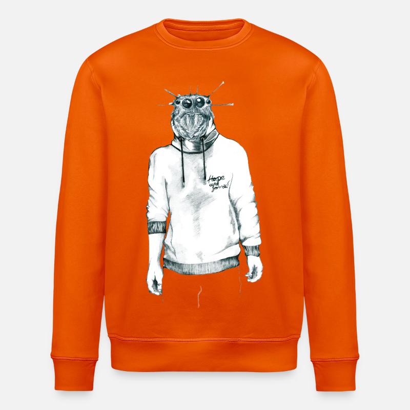 Mensch mit Spinnenkopf im Kapuzenpullover - Stanley/Stella Unisex Bio-Sweatshirt ROLLER - Tieforange