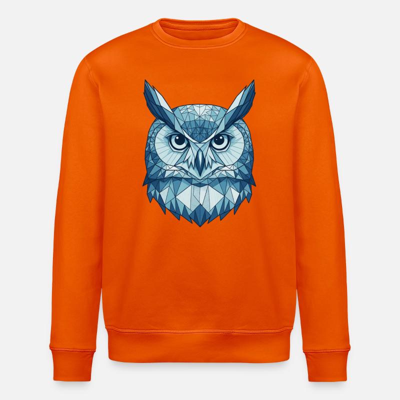 Geometrische Eulen im Polygonstil Blau - Stanley/Stella Unisex Bio-Sweatshirt ROLLER - Tieforange