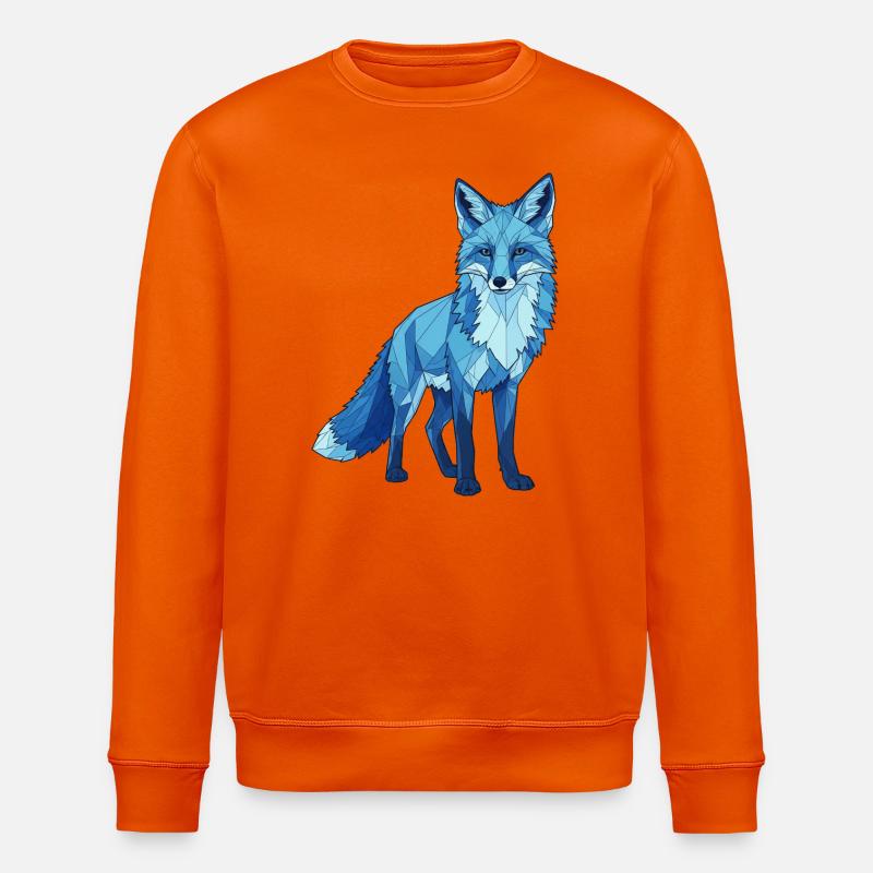 Blue polygon fox - Stanley/Stella ROLLER Unisex Organic Sweatshirt - bright orange
