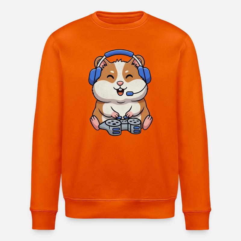 Hamsters while gaming - Stanley/Stella ROLLER Unisex Organic Sweatshirt - bright orange