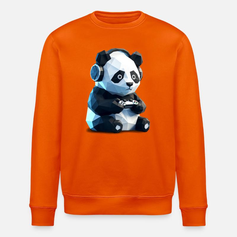 Gaming Panda mit Headset & Controller - Stanley/Stella Unisex Bio-Sweatshirt ROLLER - Tieforange