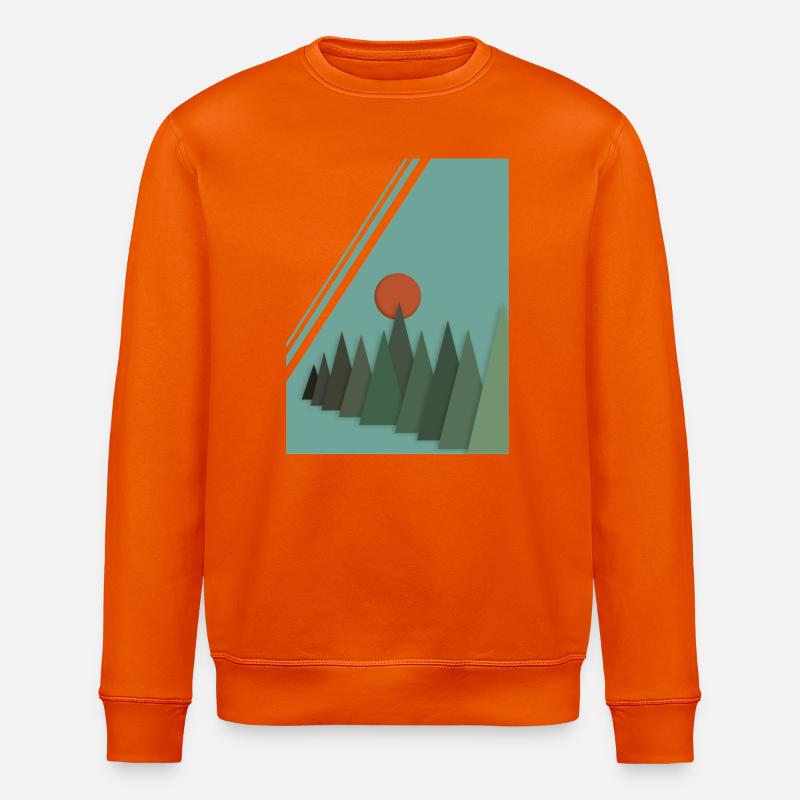 Abstrakte Berglandschaft mit roter Sonne - Stanley/Stella Unisex Bio-Sweatshirt ROLLER - Tieforange