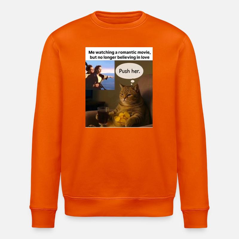 Katze Meme Push Romantik - Stanley/Stella Unisex Bio-Sweatshirt ROLLER - Tieforange