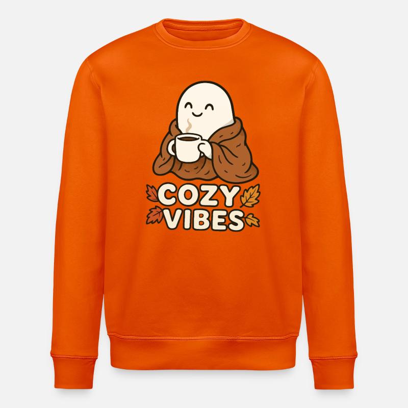 Cozy Vibes Ghost with Mug - Stanley/Stella Unisex Bio-Sweatshirt ROLLER - Tieforange
