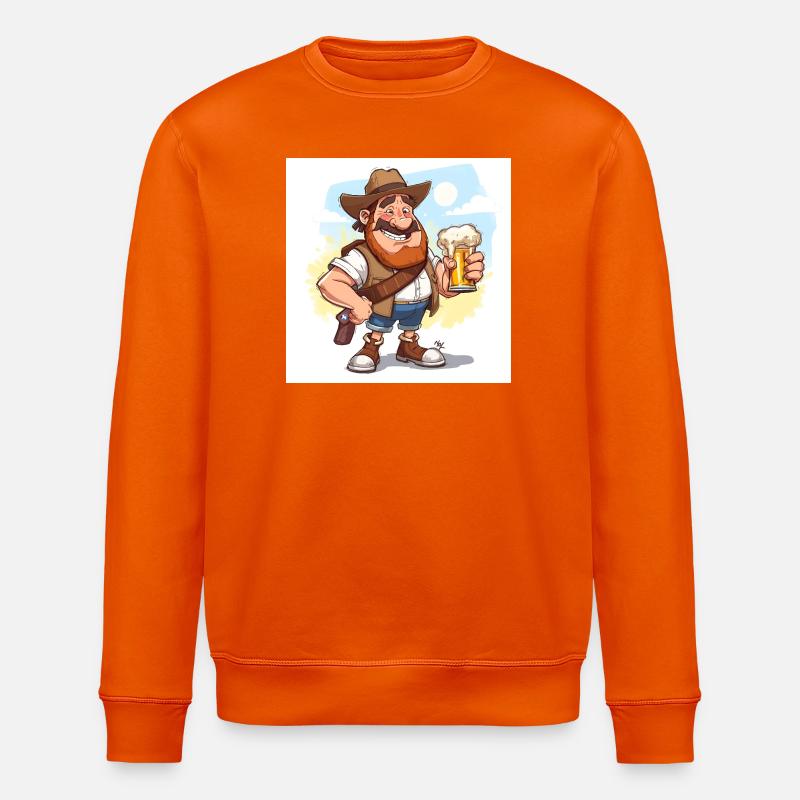 Cheerful beer lover with hat - Stanley/Stella ROLLER Unisex Organic Sweatshirt - bright orange