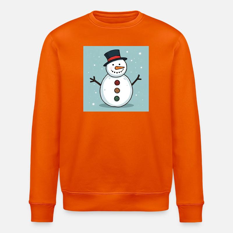 Bunter Schneemann mit Knöpfen - Stanley/Stella Unisex Bio-Sweatshirt ROLLER - Tieforange