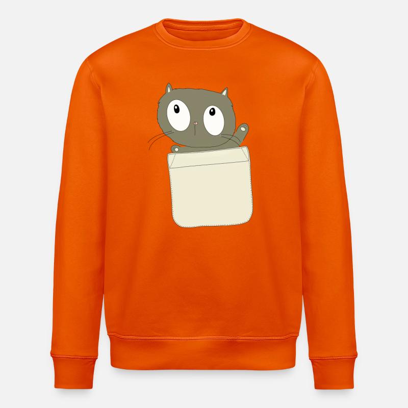 Chat Curieux dans la Poche - Sweat bio ROLLER Stanley/Stella Unisexe - orange profond