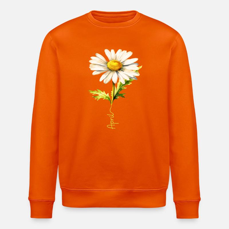 Frühlings-Gänseblümchen mit April-Schriftzug - Stanley/Stella Unisex Bio-Sweatshirt ROLLER - Tieforange