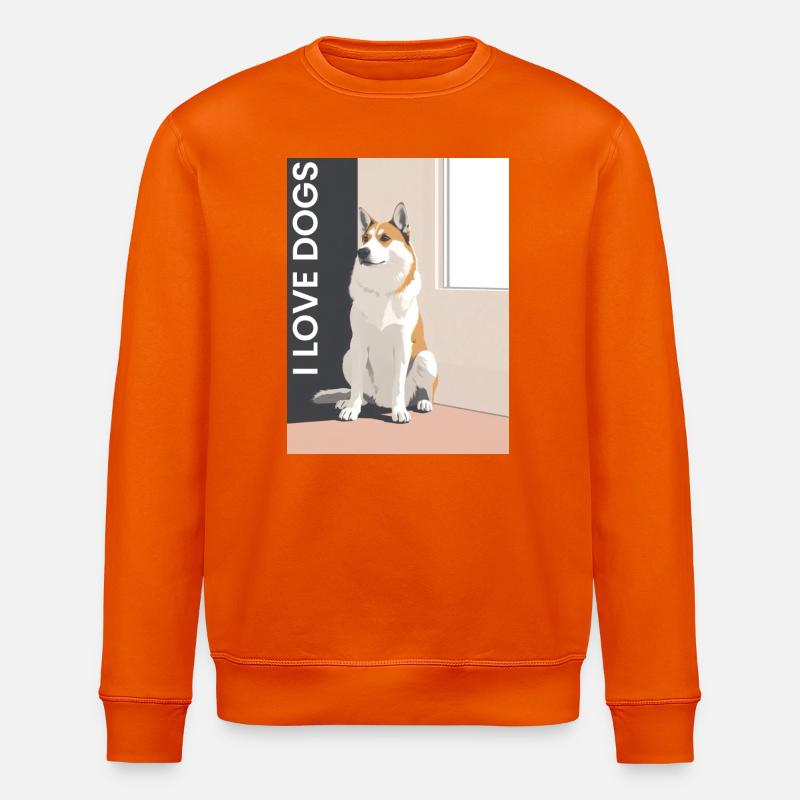 Hundeporträt mit Love Botschaft - Stanley/Stella Unisex Bio-Sweatshirt ROLLER - Tieforange