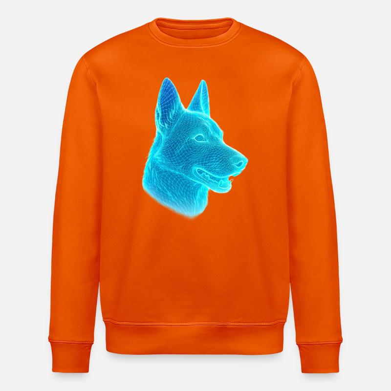 Neonwolf Kopf Netzkunst - Stanley/Stella Unisex Bio-Sweatshirt ROLLER - Tieforange