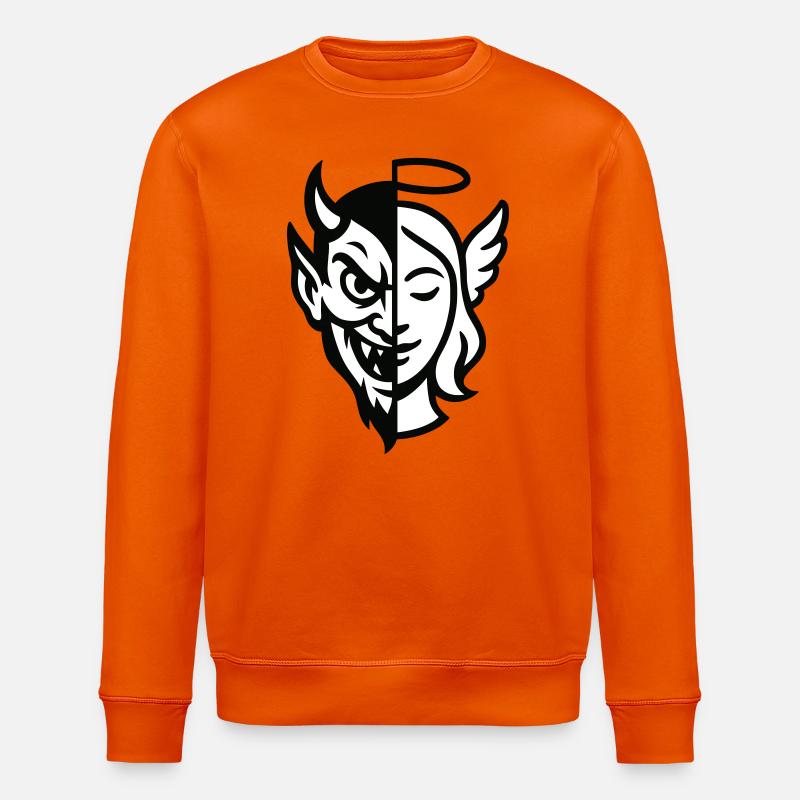 Split Face Dämon Engel - Stanley/Stella Unisex Bio-Sweatshirt ROLLER - Tieforange