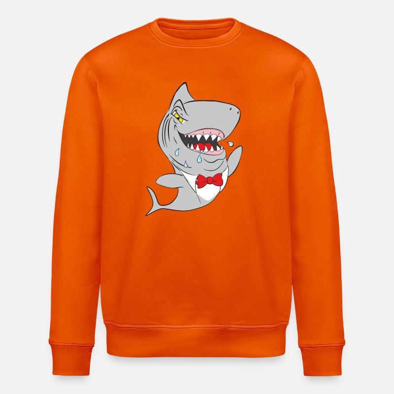 Hai Schnappshark mit roter Fliege - Stanley/Stella Unisex Bio-Sweatshirt ROLLER - Tieforange
