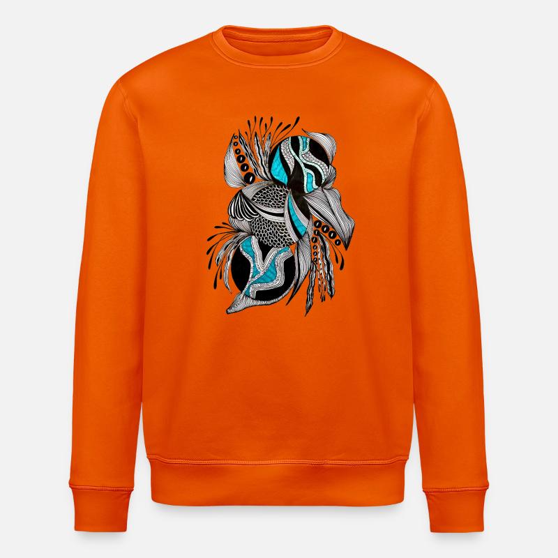BlackTurquoise Scale Pattern - Stanley/Stella ROLLER Unisex Organic Sweatshirt - bright orange