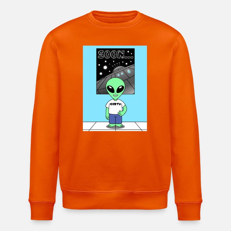 Außerirdischer vor Raumschiff Earth - Stanley/Stella Unisex Bio-Sweatshirt ROLLER - Tieforange