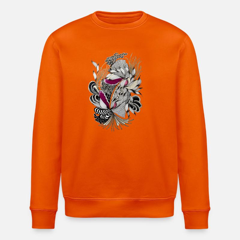 Vrilles de fleurs magenta noires - Sweat bio ROLLER Stanley/Stella Unisexe - orange profond