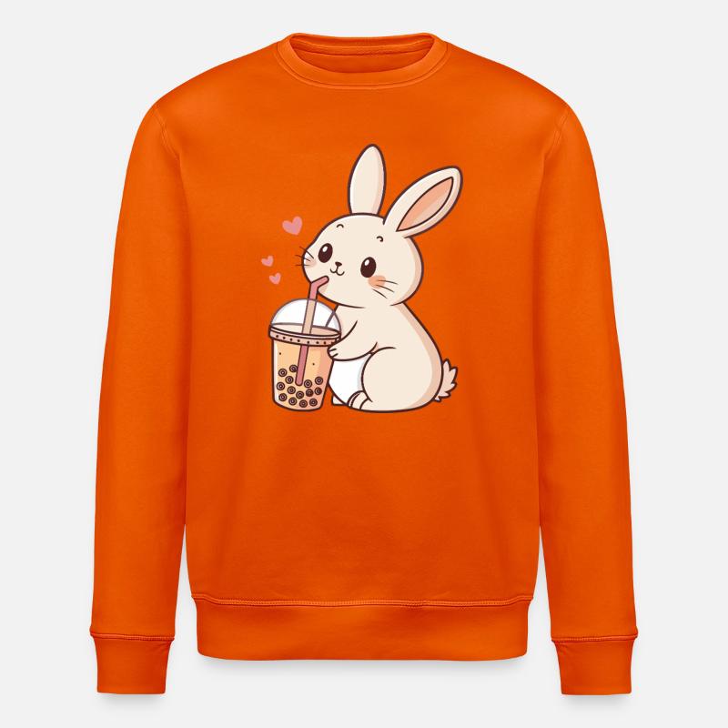 Lapin kawaii et bubble tea pastel - Sweat bio ROLLER Stanley/Stella Unisexe - orange profond