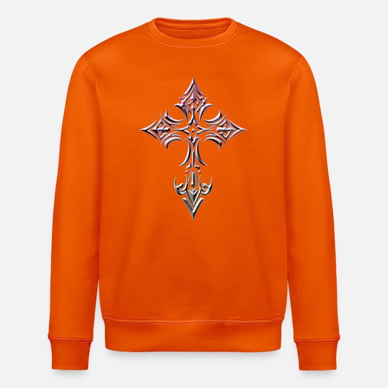Gradient Gothic Cross - Stanley/Stella ROLLER Unisex Organic Sweatshirt - bright orange