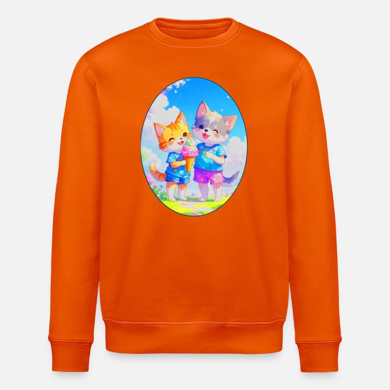 Kätzchen, Hündchen & Eiscreme (Oval) - Stanley/Stella ROLLER Unisex Organic Sweatshirt - bright orange